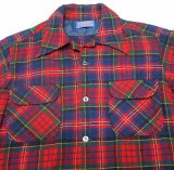 ペンドルトンpendletonアメリカ製チェックウールシャツmオープンシャツ70'sビンテージrockロカビリー緑x赤系他ボックスシャツ オールド＆レトロ