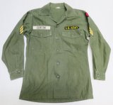 米軍実物army古着ユーティリティシャツ15h長袖シャツ60'sビンテージ綿100ナム戦ミリタリーシャツ耳付きoc107od緑ボックスシャツ