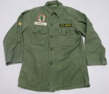 米軍実物armyユーティリティシャツ14h筒袖60'sビンテージ綿パッチ付きミリタリーシャツ長袖シャツoc107od緑ボックスシャツ