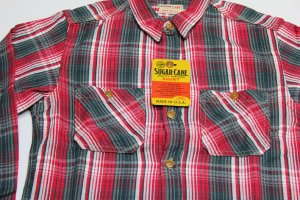 画像1: シュガーケーンSUGARCANEアメリカ製チェックネルシャツ織りヘビーネル