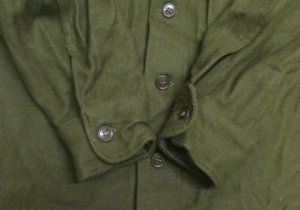 画像3: 米軍実物ARMY古着ウールシャツLユーティリティシャツ長袖シャツ50'sビンテージOD緑系ミリタリーシャツ ボックスシャツ オールド