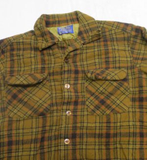 画像1: ペンドルトンPENDLETONアメリカ古着アメリカ製ウールシャツ60's-70'sビンテージMシャドーチェックROCKオープンシャツ ボックスシャツ