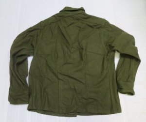 画像4: 米軍実物ARMY古着ウールシャツLユーティリティシャツ長袖シャツ50'sビンテージOD緑系ミリタリーシャツ ボックスシャツ オールド