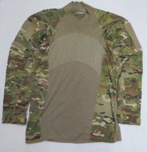 画像1: 米軍実物ARMYアメリカ古着コンバットシャツ長袖シャツXSマルチカム迷彩COMBAT袖ポケット付き肘あて付きハイネック