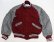 画像1: デロングDELONGアメリカ古着アメリカ製ウールジャケット袖革スタジャンMアワードジャケット中綿入りグレー系ｘ小豆系オールド (1)