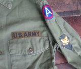 画像: 米軍実物ARMY古着ユーティリティシャツS長袖シャツ60'sビンテージ綿100ミリタリーシャツ耳付きoc107オールドod緑ボックスシャツ