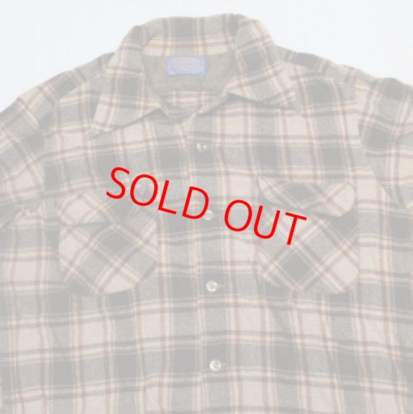 画像1: ペンドルトンPENDLETONアメリカ古着アメリカ製ウールシャツ70's-80'sビンテージLロカビリーROCKオープンシャツ ボックスシャツ