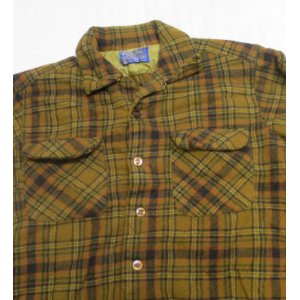 画像: ペンドルトンPENDLETONアメリカ古着アメリカ製ウールシャツ60's-70'sビンテージMシャドーチェックROCKオープンシャツ ボックスシャツ