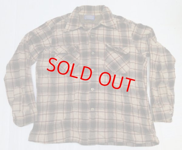 画像2: ペンドルトンPENDLETONアメリカ古着アメリカ製ウールシャツ70's-80'sビンテージLロカビリーROCKオープンシャツ ボックスシャツ