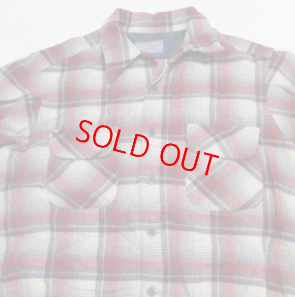 画像1: ペンドルトンPENDLETONアメリカ古着アメリカ製ウールシャツ70's-80'sビンテージLシャドーチェックROCKオープンシャツ ボックスシャツ