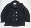 画像1: ピーコートUNKNOWNアメリカ古着アメリカ製ウールジャケットPコート黒ミリタリージャケット44ビッグサイズ中綿入りオールド 