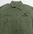 画像1: 米軍実物ARMYアメリカ古着ユーティリティシャツ70'Sビンテージ筒袖リメイク長袖ボックスシャツ綿100パッチ付き緑系ミリタリーシャツ