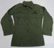 画像2: 米軍実物ARMYアメリカ古着ユーティリティシャツ70'Sビンテージ筒袖リメイク長袖ボックスシャツ綿100パッチ付き緑系ミリタリーシャツ