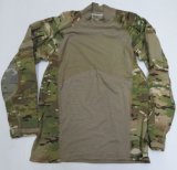 画像: 米軍実物ARMYアメリカ古着コンバットシャツ長袖シャツLマルチカム迷彩COMBAT袖ポケット付き肘あて付きハイネック