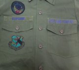 画像: 米軍実物USAFアメリカ古着ユーティリティシャツ15長袖８0'SビンテージSTRATEGIC AIR COMMANDパッチ付ミリタリーシャツ ボックスシャツ