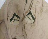 画像: 米軍実物ARMYアメリカ古着ギャバウールシャツ長袖シャツ60'Sビンテージ15ミリタリーシャツTANベージュ系パッチ付オールド