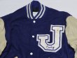 画像2: デロングDELONGアメリカ古着アメリカ製ウールジャケット袖革スタジャン44ビッグサイズ80’Sビンテージ紫系アワードジャケット/オールド