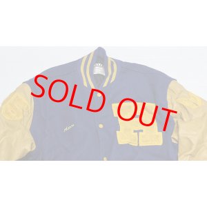 画像: デロングDELONGアメリカ古着アメリカ製ウールジャケット袖革スタジャンXXLビッグサイズ90’Sレタード貼り付アワードジャケット