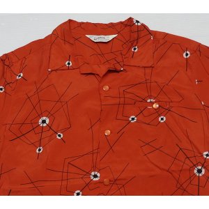 画像: スターオブハリウッドSTAR OF HOLLYWOOD古着オープンシャツSレーヨンシャツ50'sビンテージ実名復刻オレンジ系ロカビリーROCKオールド