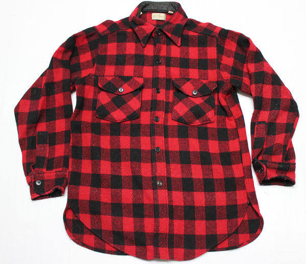 画像2: エルエルビーンllbean古着アメリカ製ウールシャツ筆記体70'sビンテージmオールド＆レトロ赤系X黒系バッファローチェック
