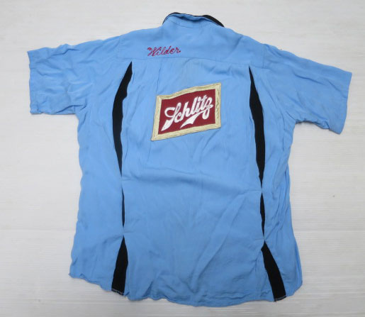 画像1: キングルイkinglouieアメリカ製チーンステッチrockボーリングシャツsレーヨンシャツ60'sビンテージ水色ロカビリー オールド＆オールド