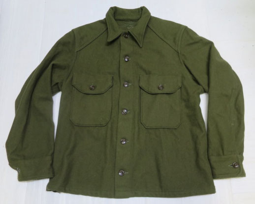 画像2: 米軍実物ARMY古着ウールシャツMユーティリティシャツ長袖シャツ50'sビンテージOD緑系ミリタリーシャツ ボックスシャツ オールド