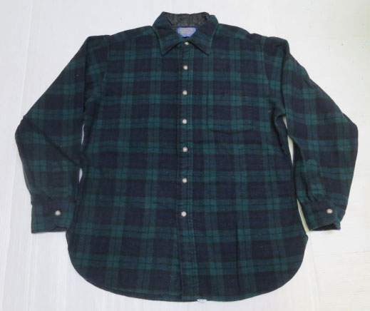 画像2: ペンドルトンPENDLETONアメリカ古着アメリカ製ウールシャツ80'sビンテージ緑系X紺系チェックシャツ長袖シャツLオールド＆レトロ