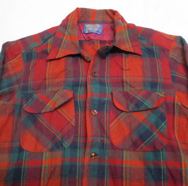 画像1: ペンドルトンPENDLETONアメリカ古着アメリカ製ウールシャツ60's-70'sビンテージSシャドーチェックROCKオープンシャツ ボックスシャツ