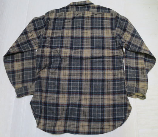 画像5: ペンドルトンPENDLETONアメリカ古着アメリカ製ウールシャツ80'sビンテージ紺系Xグレー系チェックシャツ長袖シャツLオールド＆レトロ