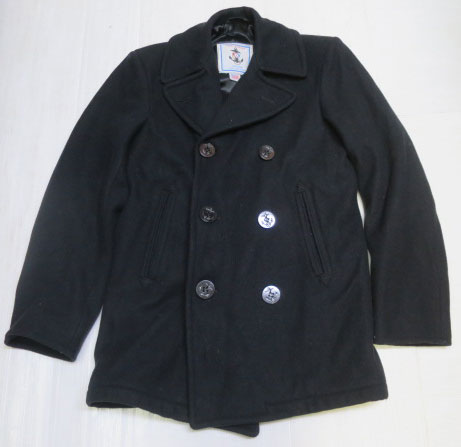 画像1: ピーコートANCHOR COLLECTIONアメリカ古着アメリカ製ウールジャケットPコート黒ミリタリージャケット34オールド 