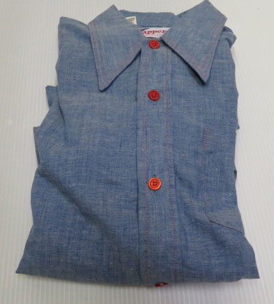 画像1: シャンブレーシャツUNKNOWNアメリカ古着アメリカ製RAPPERSワークシャツ70’Sビンテージ長袖シャツ16BOYSサイズ？耳付きオールド 